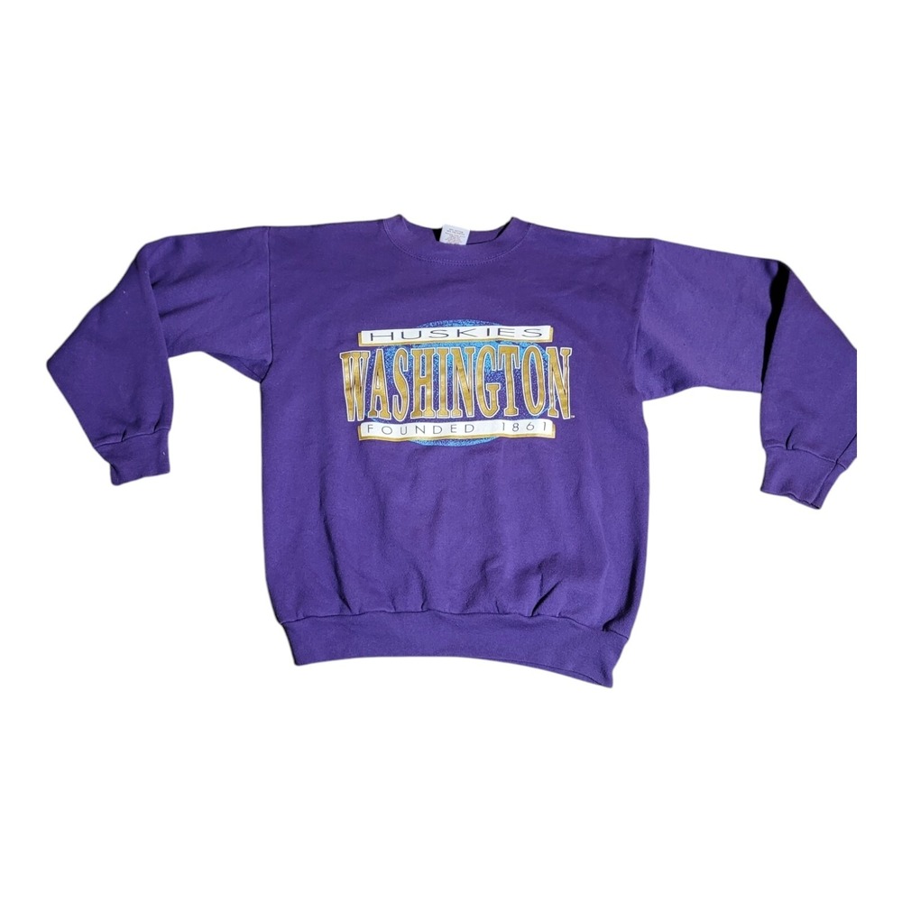 Vintage 80 Made In USA Washington Huskies Sweatshirt Large Purple NCAA B23